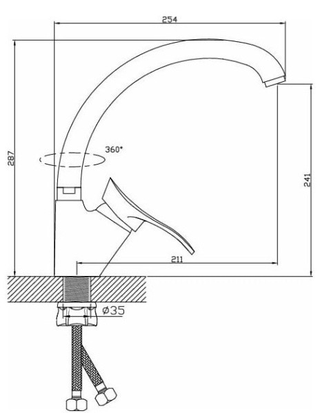 Смеситель для кухни с высоким изливом D80-559100 Смеситель для кухни с высоким изливом D80-559100