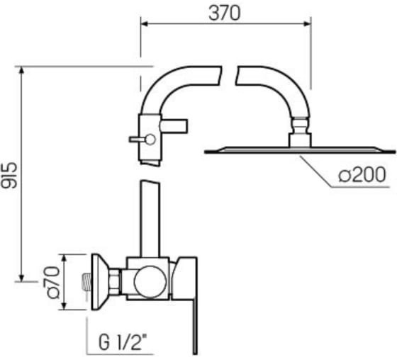 Смеситель для душа L35 SUS124-003DK-2 РМС Смеситель для душа L35 SUS124-003DK-2 РМС