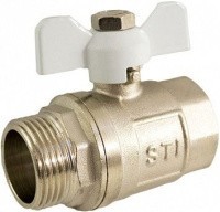 Кран латунный шаровый Ду-25 бабочка Ш/Г STI