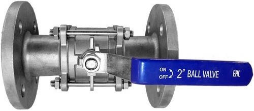 Кран шаровый фланцевый трехсоставной нержавеющий (3РС), AISI 304 DN50 (2"), (CF8), PN16, NK-BF50/4