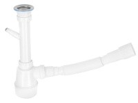 Сифон для кухни с выпуском 70мм, с отводом для стиральной машины,  с гибкой трубой 1 1/2 - 40/50м 