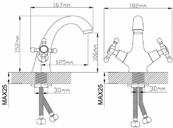 Смеситель для умывальника монолитный Diadonna D80-110354