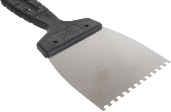Шпатель из нержавеющей стали 100мм зубья 4х4 мм СИБРТЕХ