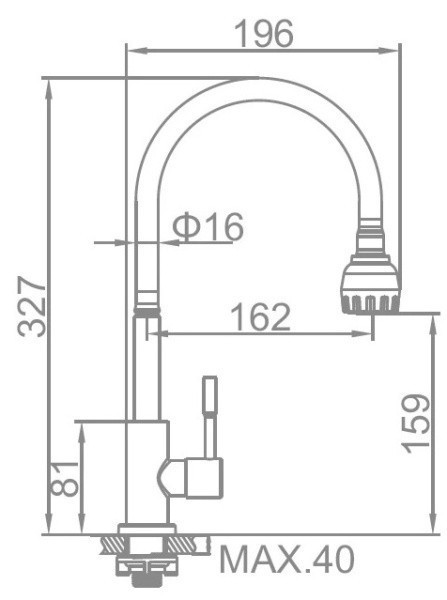 Смеситель для кухни Ledeme L74295 моно на одну воду