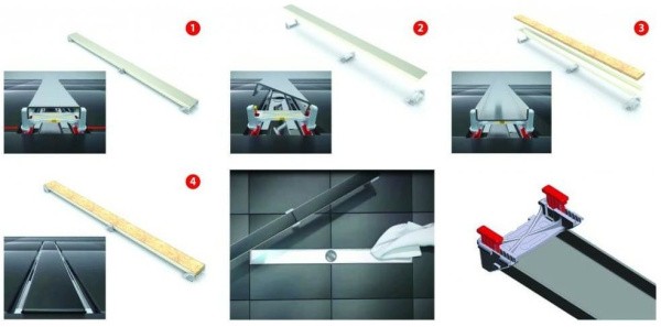 Желоб BERGES водосток напольный С1 Norma 500 нержавеющая сталь, матовый черный, S-сифон D50 боковой