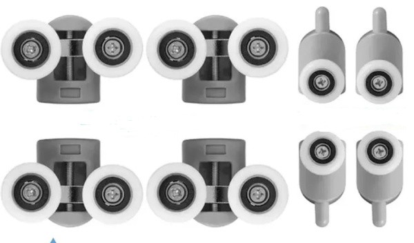 Ролики для душевой кабины, 4 шт верх. двойн., 4 шт ниж. один. нажимных, д. колеса 23 мм К-т А-206 Ролики для душевой кабины, 4 шт верх. двойн., 4 шт ниж. один. нажимных, д. колеса 23 мм К-т А-206