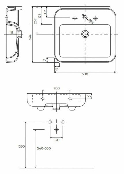 Умывальник Kolo Ego К11162900 (60х55)