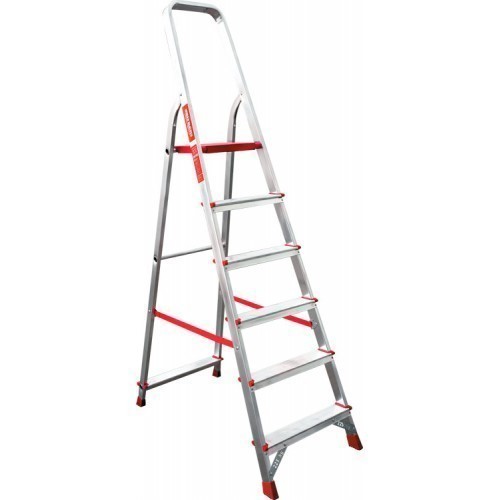 Лестница-стремянка алюминиевая с широкой ступенью, 125 см, 6 ступеней, Новая Высота NV300