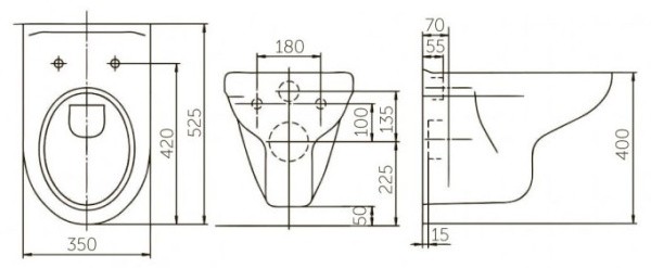 Унитаз подвесной Rosa Элеганс в комплекте с сиденьем микролифт PP
