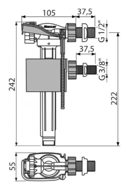 Впускной механизм с боковой подводкой универсальный Alcaplast (A160UNI)