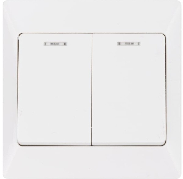 Выключатель 2 клавиши с подсветкой 10А белый Ильмень TDM (SQ1823-004)