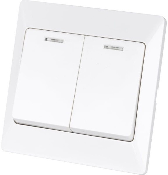 Выключатель 2 клавиши с подсветкой 10А белый Ильмень TDM (SQ1823-004)
