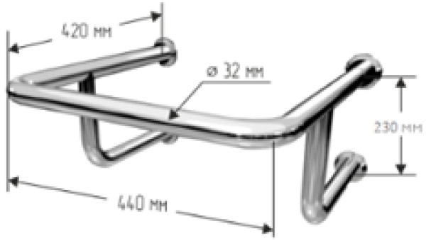 Поручень вокруг умывальника 4 крепления к стене