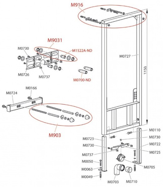 Монтажная рама для биде Alcaplast (A105/1200)