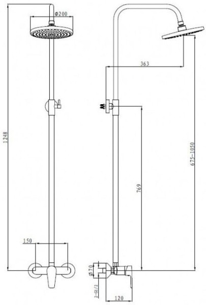 Душевая система ZOLLEN BERGEN (артикул BE31610141) с верхним душем