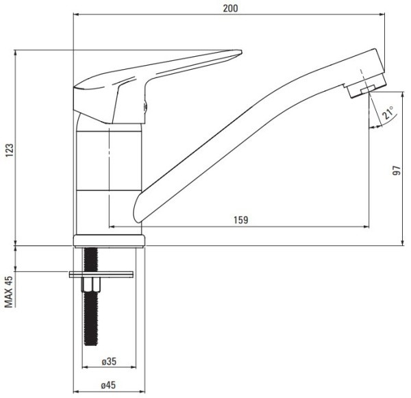Смеситель для раковины с поворотным изливом Deante Neo Boro BMO 026M хром Смеситель для раковины с поворотным изливом Deante Neo Boro BMO 026M хром