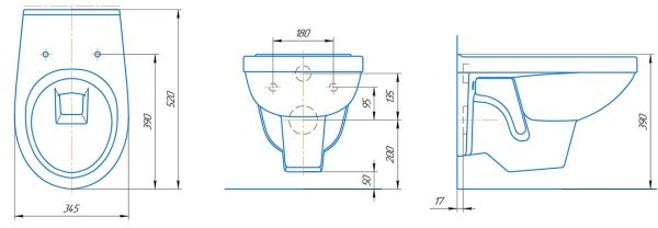 Унитаз подвесной Рио в комплекте с сиденьем PP Rosa (023-8164)