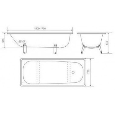 Ванна стальная 150х70 OPTIMO с комплектом подставок (460517) Ванна стальная 150х70 OPTIMO с комплектом подставок (460517)