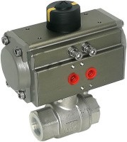 Кран шаровой полнопроходной трехсоставной 1 1/2" с площадкой ISO5211 в комплекте с пневмоприводом двойного действия