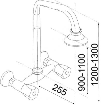 Смеситель для душа со стационарной стойкой ЦС-СМ ЦС 293/1 М_Крест СМ508105