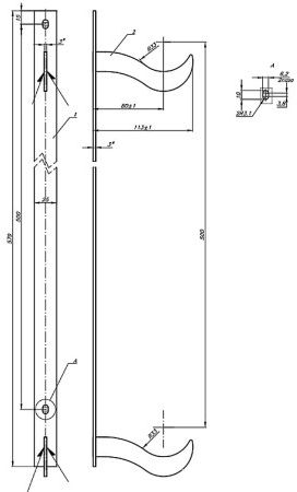 Кронштейн двойной на полосе для чугунных радиаторов неокрашенный (500мм) БПЛ009