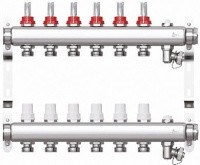 Коллекторная группа STI в сборе с расходомером из нержавеющей стали 1"х6 выходов Евроконус 3/4"