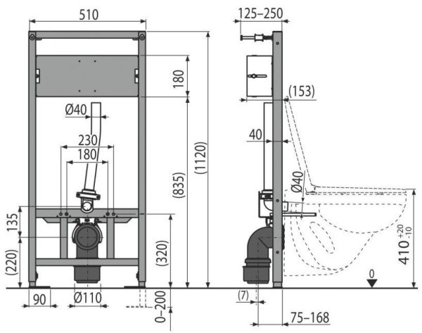 Рама для подвесного унитаза и сенсорного устройства Alcaplast A114S/1120