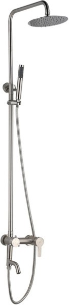 Смеситель для душа с стационарной стойкой РМС SUS124-009DK излив, верхний душ, ручная лейка   Смеситель для душа с стационарной стойкой РМС SUS124-009DK излив, верхний душ, ручная лейка