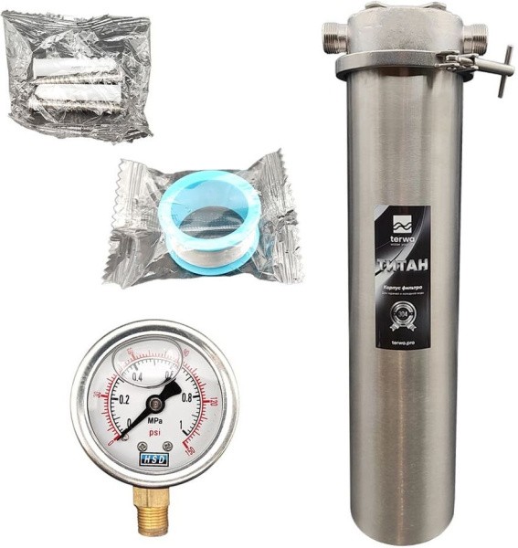 Корпус магистрального фильтра TERWA Титан 20 ВВ (с манометром)