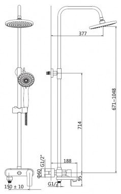 Душевая система с поворотным изливом, верхним и ручным душем арт.OS316148415 ZOLLEN OSTERBURG (457323)
