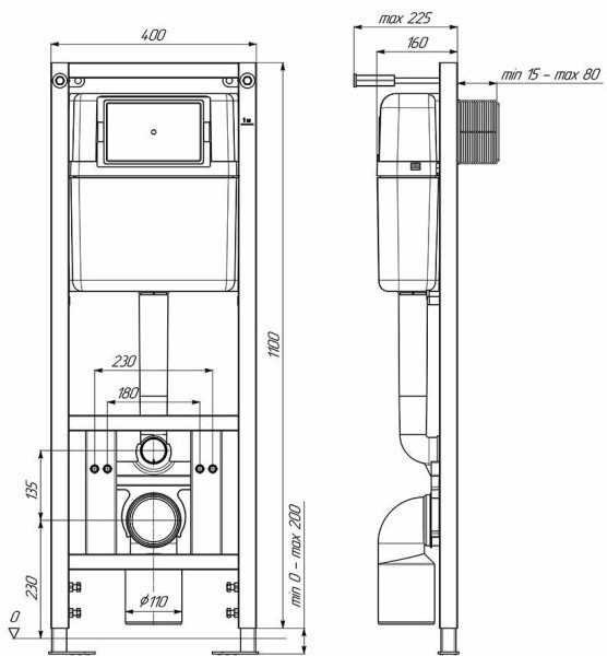 Инсталляция для унитаза кнопка WP1400 белая механическая АНИ Пласт WCP4140