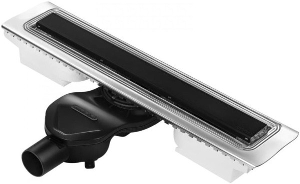 Желоб BERGES водосток напольный С1 Norma 500 нержавеющая сталь, матовый черный, S-сифон D50 боковой Желоб BERGES водосток напольный С1 Norma 500 нержавеющая сталь, матовый черный, S-сифон D50 боковой