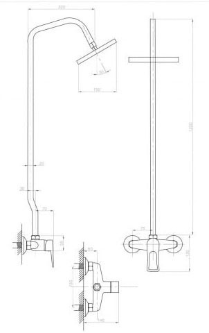 Душевая система ПРОФСАН ПСМ-514-017 ДУШ тип См-ДшОРНТр