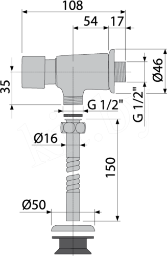 Кнопочный сливной вентиль для писсуара ATS001