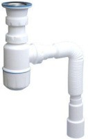 Сифон для умывальника с прикручивающимся выпуском 70мм , с гибкой трубой 1 1/2 - 40/50мм AV Engine