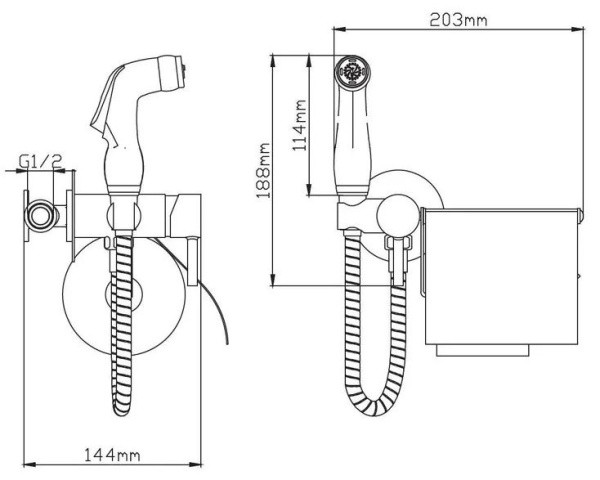 Смеситель с гигиенической лейкой и бумагодержателем встраиваемый Diadonna D47-19018 Смеситель с гигиенической лейкой и бумагодержателем встраиваемый Diadonna D47-19018