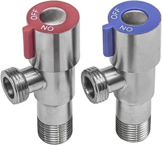 Комплект кранов бытовых угловых G1/2" Ру10 НР флажок керамическая кран-букса с отражателем RM-L ATS-1212-2