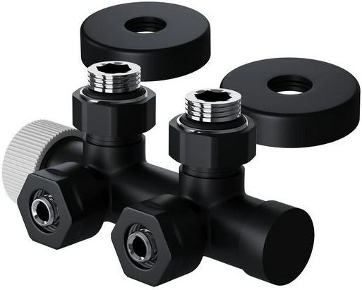 Узел нижнего подключения термостатический угловой 15мм М30х1,5 черный Royal Thermo Design RANPU11215BL