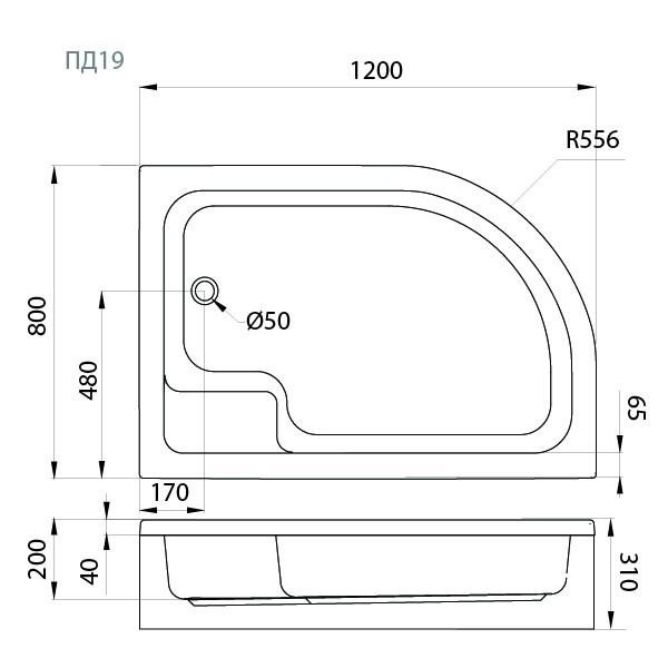ПД19 Поддон ДК средний 120х80 правый в комплекте (высота поддона 310 мм, глубина 200 мм) ПД19 Поддон ДК средний 120х80 правый в комплекте (высота поддона 310 мм, глубина 200 мм)