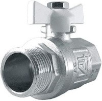 Кран латунный шаровый Ду-20 бабочка Ш/Г никилированный STI