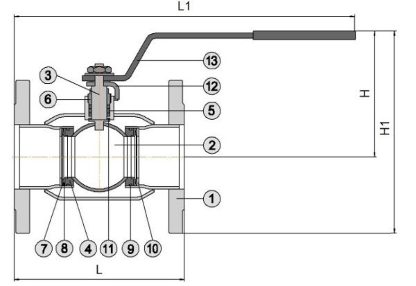 Кран стальной шаровый фланцевый 11с67п Ду80 Ру16 фл Маршал 2Цф.00.1.016.080/065, РФ