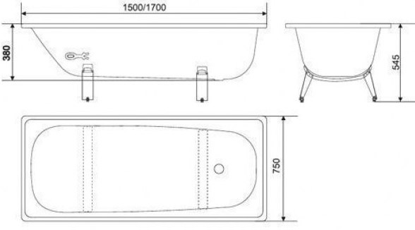 Ванна стальная 170х75 CLASSIC с комплектом подставок WHITE WAVE (001079) Ванна стальная 170х75 CLASSIC с комплектом подставок WHITE WAVE (001079)